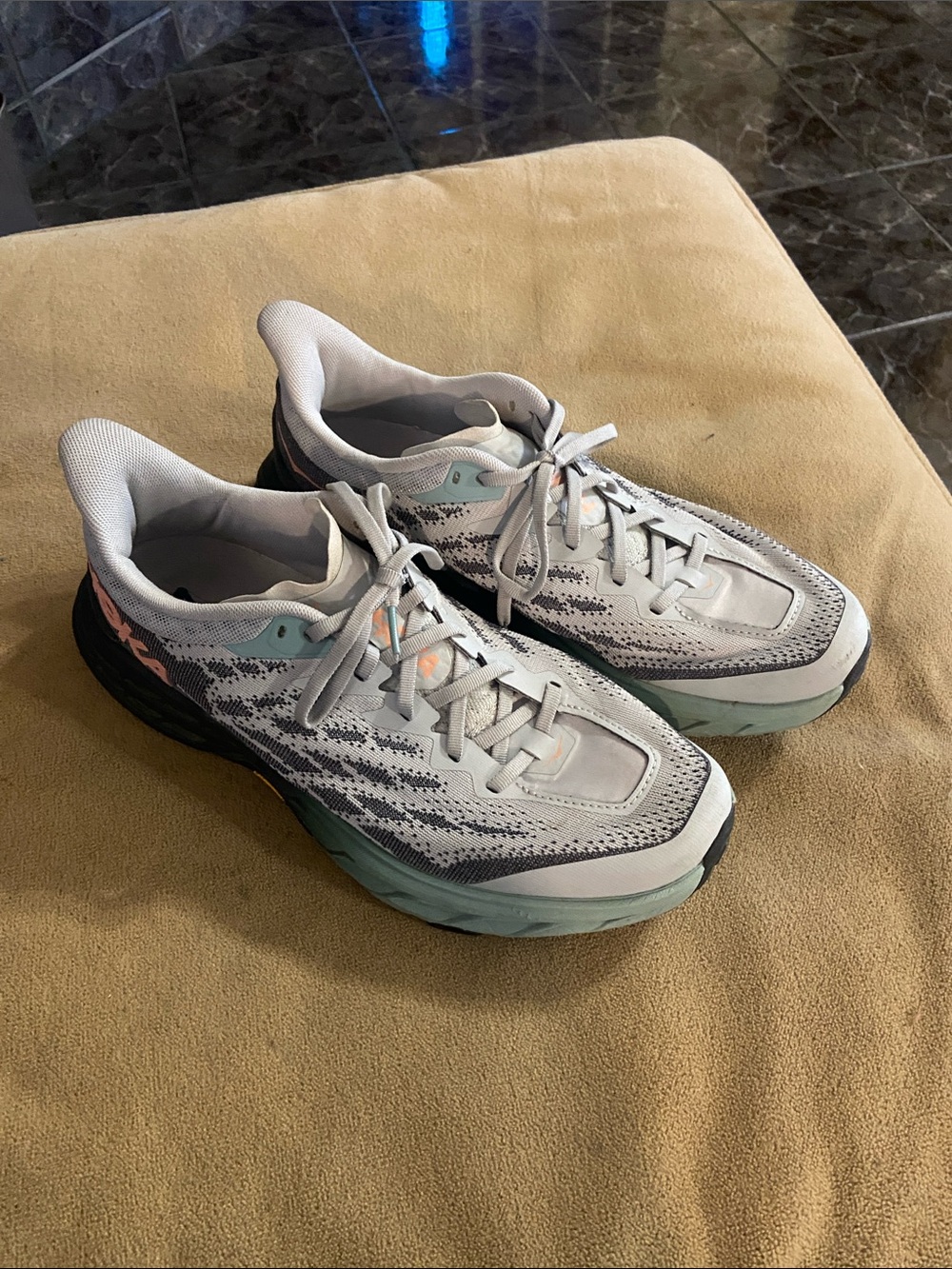 Hoka Women's White and Mint Performance Sneakers